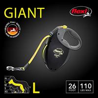 Flexi USA Giant Neon intrekbare hondenriem (band), ergonomisch, duurzaam en klitvrij, voor honden tot 50 kg, 26 voet, groot, zwart - thumbnail