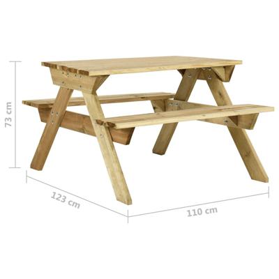 Picknicktafel met banken 110x123x73 cm geïmpregneerd grenenhout