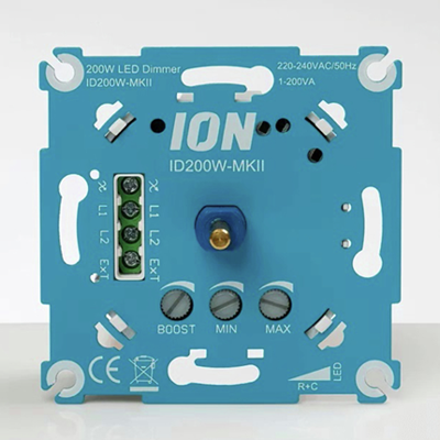 ION Industries dimmer inbouw - led - 1-200 w - druk-wissel - rc element blauw