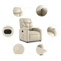 Fauteuil elektrisch verstelbaar kunstleer crèmekleurig - thumbnail