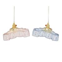 Ornament baby decoratie blauw roze 2 assorti l11xb3xh7cm Kerst House of Seasons - House of seasons - thumbnail