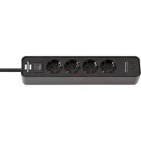 Brennenstuhl ecolor 4-voudige stekkerdoos met 2 usb-laadaansluitingen stekkerdoos (zwart, 2x usb-c) - thumbnail