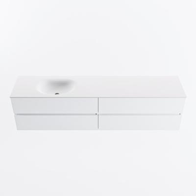 MONDIAZ VICA 200cm badmeubel onderkast Talc 4 lades. Wastafel MOON links 1 kraangat, kleur Talc.