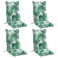 VidaXL Stoelkussens 4 st hoge rug bladpatroon oxford stof - thumbnail