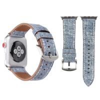 Voor Apple Watch Series 3 & 2 & 1 38mm eenvoudige mode lederen Cowboy patroon horlogebandje (baby blauw) - thumbnail