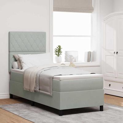 Boxspring bed met matras Lichtgrijs 80 x 200 cm Fluweel