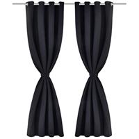 VidaXL Gordijn met metalen ringen verduisterend 270x245 zwart - thumbnail