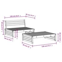 2-delige Loungeset massief grenenhout zwart - thumbnail