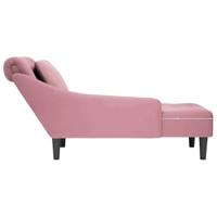 Chaise longue met kussen en rechterarmleuning fluweel roze - thumbnail