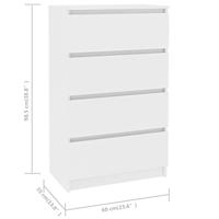 Dressoir 60x35x98,5 cm bewerkt hout wit - thumbnail