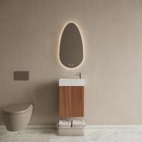 Toiletmeubel Set Gliss Design Riga Walnoot Fontein Glans Wit - thumbnail
