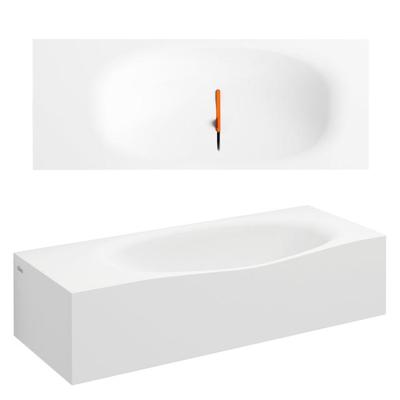 Wastafel Clou Hammock 65x25.4x16 cm met Kranenbank Links Solid Surface (met 2 Voorbewerkte Kraangaten)