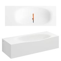 Wastafel Clou Hammock 65x25.4x16 cm met Kranenbank Links Solid Surface (met 2 Voorbewerkte Kraangaten) - thumbnail