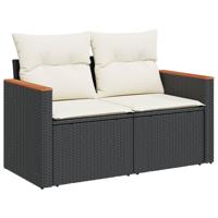 6-delige Loungeset met kussens poly rattan zwart - thumbnail