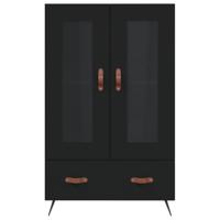 Hoge kast 69,5x31x115 cm bewerkt hout zwart - thumbnail