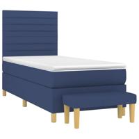 Boxspring met matras stof blauw 90x190 cm - thumbnail