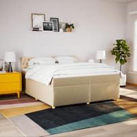 Boxspring met matras stof crèmekleurig 200x200 cm - thumbnail