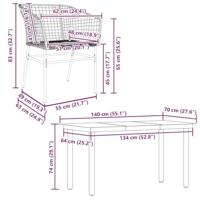 5-delige Tuinset poly rattan glas bruin - thumbnail