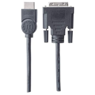 Manhattan 372503-CG HDMI-kabel HDMI / DVI Adapterkabel HDMI-A-stekker, DVI-D 24+1-polige stekker 1.80 m Zwart Schroefbaar