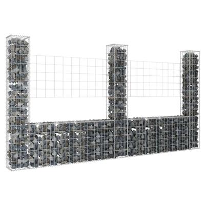 VidaXL Schanskorf u-vormig met 3 palen 260x20x150 cm ijzer