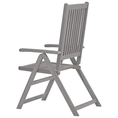 Tuinstoelen 2 st verstelbaar massief acaciahout grijs - thumbnail