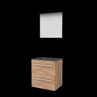 Basic-Line Ultimate 46 Badkamermeubelset - 60 x 46 cm - Met Grepen - 2 Lades - Hardstenen Wastafel - Zonder Kraangat - Spiegel met Indirecte LED Verlichting - Whisky Oak - thumbnail