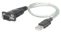 Manhattan 205146 seriële kabel Zwart, Transparant 0,45 m USB Type-A D-Sub (DB-9) - thumbnail