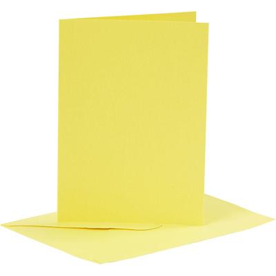 Creativ Company Kaarten en enveloppen, afmeting kaart 10,5x15 cm, afmeting envelop 11,5x16,5 cm, 110+220 gr, geel, 6 set/ 1 doos