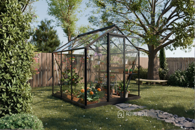 Royal Well Mary I aluminium tuinkas 212x222 cm zwart- - Veiligheidsglas- Royal Well