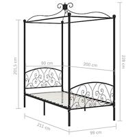 Hemelbedframe metaal zwart 90x200 cm - thumbnail