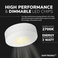 Set van 4 Pavo - Platte LED opbouwspots 23mm - 3W 300lm - 2700K - Dimbaar - Rond - IP44 - Wit - thumbnail