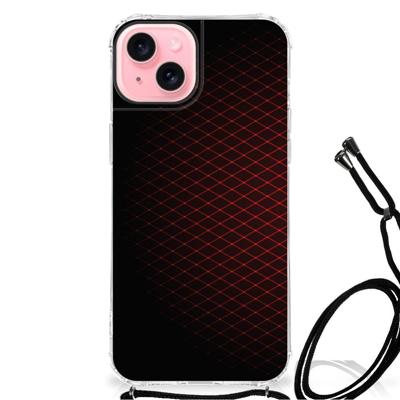 iPhone 15 Plus Doorzichtige Silicone Hoesje Geruit Rood iPhone 15 Plus Doorzichtige Silicone Hoesje Geruit Rood