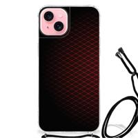 iPhone 15 Plus Doorzichtige Silicone Hoesje Geruit Rood - thumbnail