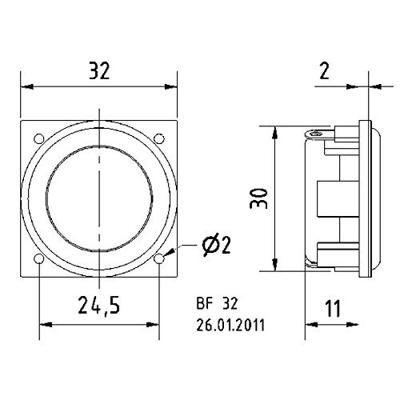Visaton BF 32 - 8 Ohm 1.3 inch 3.2 cm Breedband-luidspreker 2 W 8 Ω Zilver