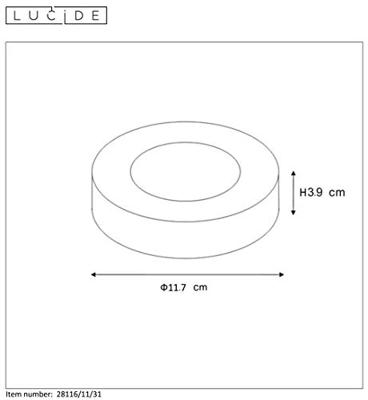 Lucide BRICE-LED - Plafonnière Badkamer - Ø 11,7 cm - LED Dimb. - 1x8W 3000K - IP44 - Wit