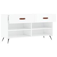 Schoenenbank 102x35x55 cm bewerkt hout hoogglans wit - thumbnail