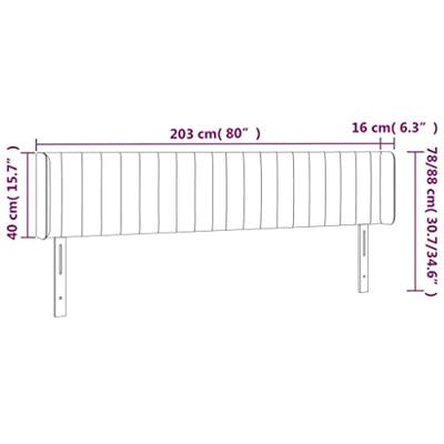 Hoofdbord met randen 203x16x78/88 cm stof donkerbruin