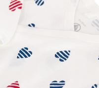 Pyjama baby van katoen met gestreept hartje PETIT BATEAU wit - thumbnail