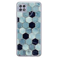 Samsung Galaxy A22 5G siliconen hoesje - Blue cubes - thumbnail