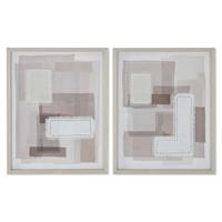 Home ESPRIT Modern abstract canvas, beige, grijs, 40 x 2,5 x 50 cm (2 stuks) - thumbnail