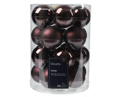 Decoris kerstballen Glas 20st zwarte truffel 6cm