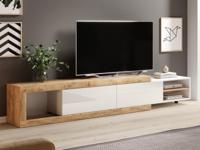 Tv-meubel SINO 2 deuren eik/hoogglans wit - thumbnail