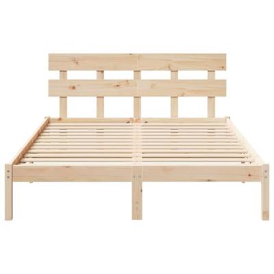 Bedframe met hoofdeinde Bruin 140 x 200 cm Massief grenenhout