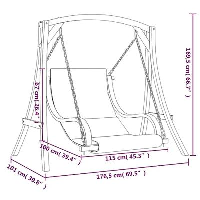 Schommelstoel met kussen massief vurenhout met teakafwerking