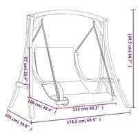 Schommelstoel met kussen massief vurenhout met teakafwerking - thumbnail