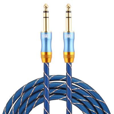 EMK 6.35 mm male naar Male 4 sectie vergulde plug grid nylon gevlochten audio kabel voor Speaker versterker mixer lengte: 2m (blauw)