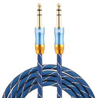 EMK 6.35 mm male naar Male 4 sectie vergulde plug grid nylon gevlochten audio kabel voor Speaker versterker mixer lengte: 2m (blauw) - thumbnail