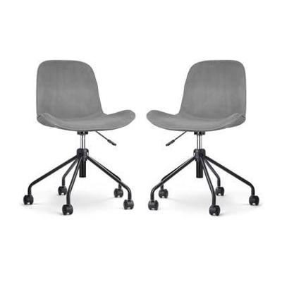 Nolon Nout-Fé Bureaustoelen Set van 2 - Velvet Grijs - Zwart Onderstel