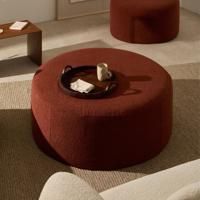 Kave Home Poef 'Kaeli' Bouclé, 90cm, kleur Terracotta - thumbnail