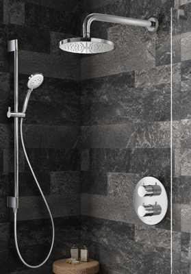 Hotbath Buddy - Inbouw Regendoucheset - Thermostatisch - Wandarm 35 cm - Hoofddouche 200 mm - Ronde Handdouche 3 Standen - Glijstang 900 mm - met 2-Weg Stop-Omstel - Waterbesparend - V01